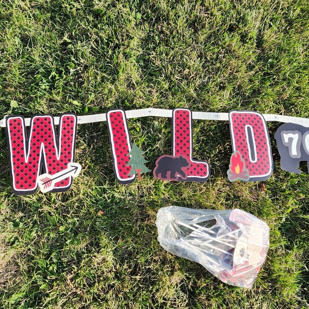 LARGE WILD BIRTHDAY DECORATION LOT BANNER Photo Props ALL AGES Outdoors Canadian - Picture 16 of 16